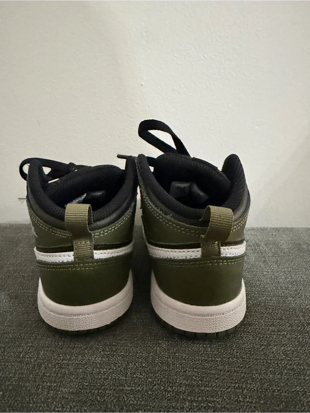 Jordan Kids Mid-Top Sneakers in Olive Green, Black & White